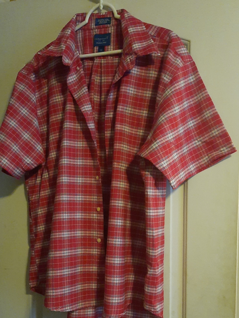 Towncraft Red Plaid Short-Sleeve Button-Down Shirt